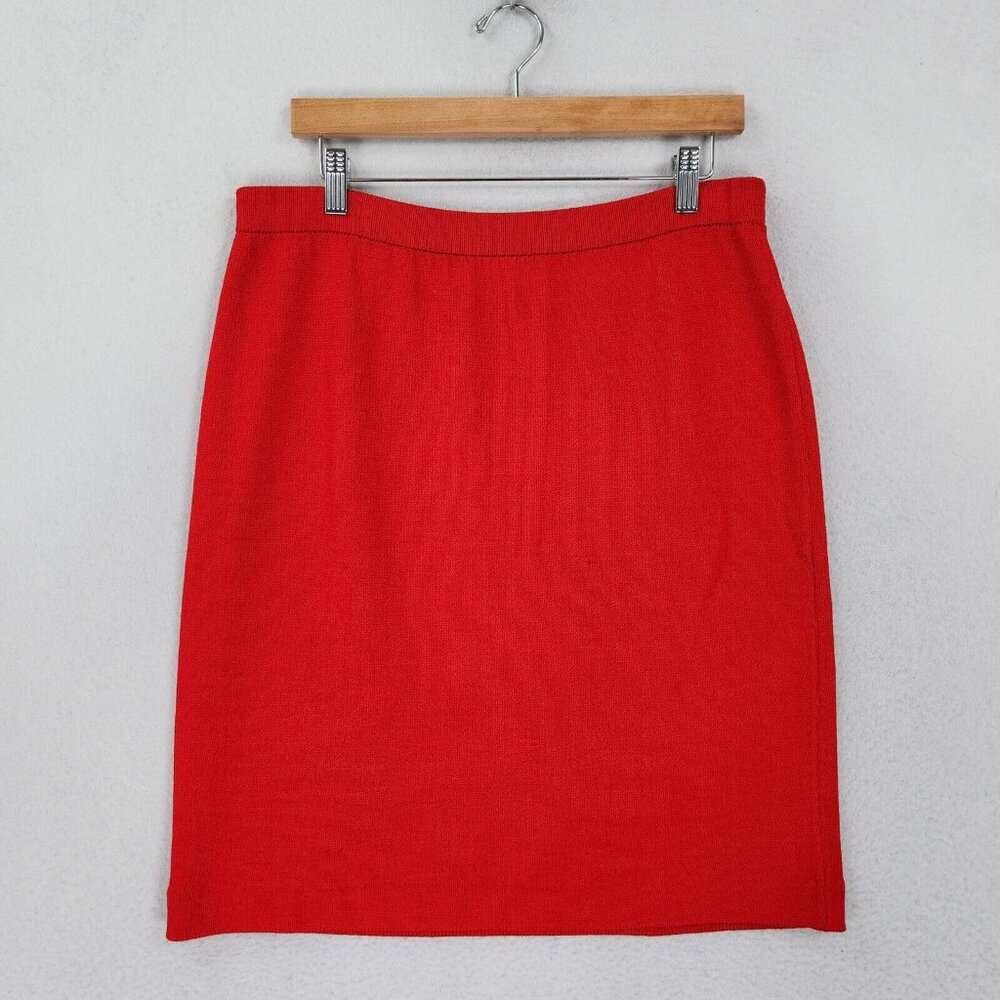 St. John Vibrant Red Knit Pencil Skirt